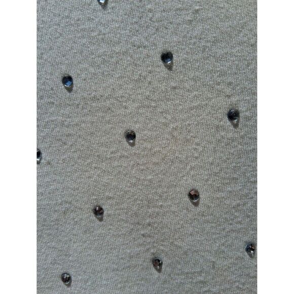 Elie Tahari Ecru Sweater Sweatshirt Embellished Silver Rhinestones S/P - Picture 4 of 6